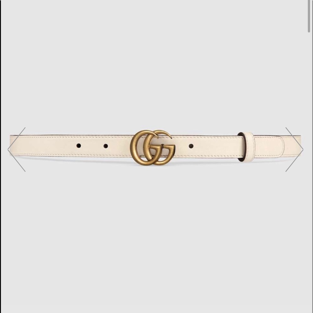 Gucci Marmont Belt White Leather